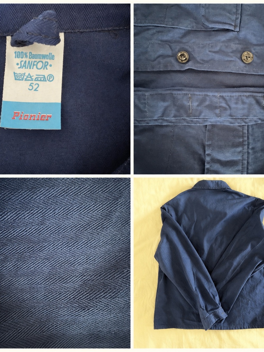 Vintage Fionier Stunning Deep Indigo HERRINGBONE Chore Jacket - Picture 3 of 5